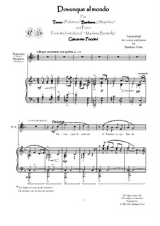 Dovunque al mondo...: For tenor, baritone and piano, CSPG12 by Giacomo Puccini
