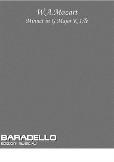 Menuett für Klavier in G-Dur, K.1/1e: With chords symbols by Wolfgang Amadeus Mozart