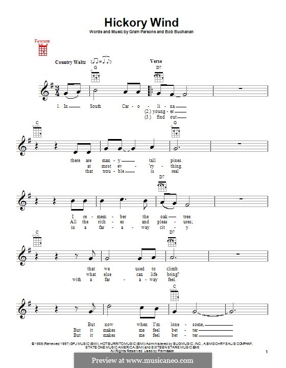 Hickory Wind: Für Ukulele by Bob Buchanan, Gram Parsons
