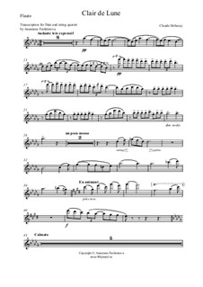 No.3 Clair de lune: For flute and string quartet – flute part by Claude Debussy