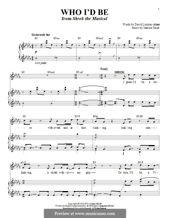 Who I'd Be (from 'Shrek the Musical'): Für Stimme und Klavier by Jeanine Tesori