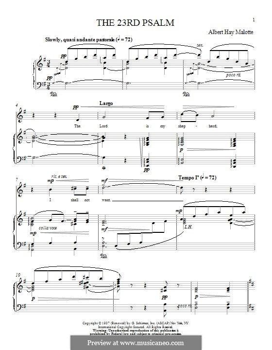 The 23rd Psalm: Für Stimme und Klavier by Albert H. Malotte