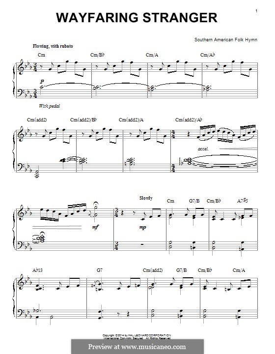 Wayfaring Stranger: Für Klavier (jazz version) by folklore