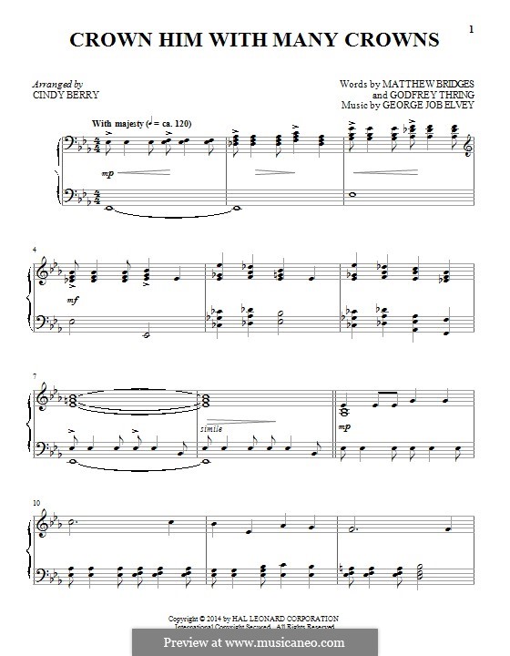 Crown Him with Many Crowns: Für Klavier by George Job Elvey