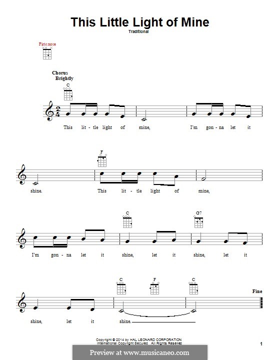 This Little Light of Mine (Printable scores): Für Ukulele by folklore