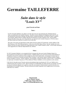 Suite dans le Style Louis XV for harpsichord or piano: Suite dans le Style Louis XV for harpsichord or piano by Germaine Tailleferre