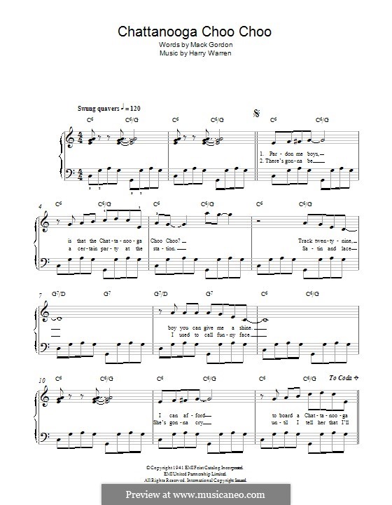 Chattanooga Choo Choo: Für Klavier by Harry Warren