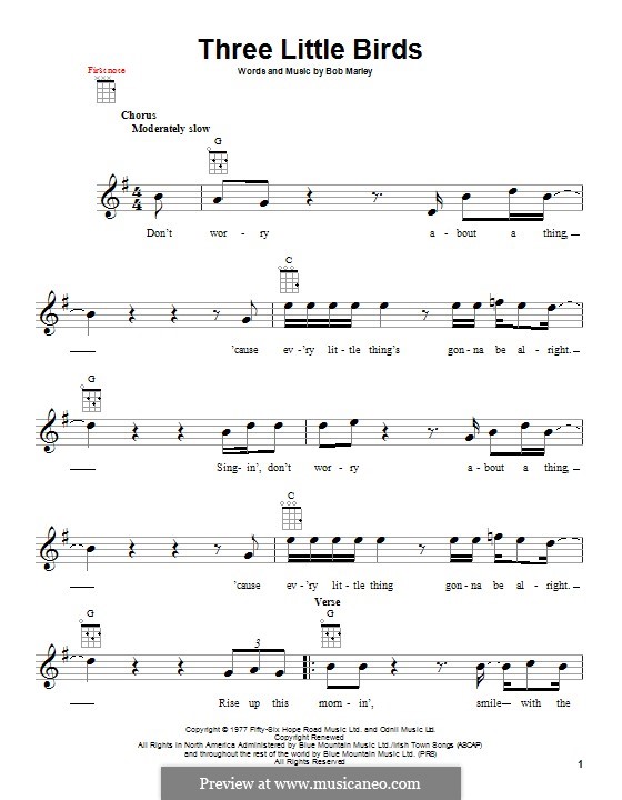 Three Little Birds: Für Ukulele by Bob Marley