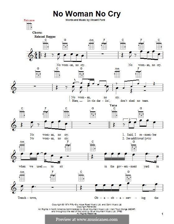 Bob Marley No Woman No Cry Noten No Woman No Cry (Bob Marley) von V. Ford - Noten auf MusicaNeo