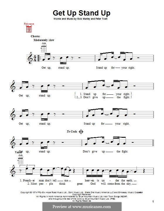 Get Up Stand Up: Für Ukulele by Bob Marley, Peter Tosh