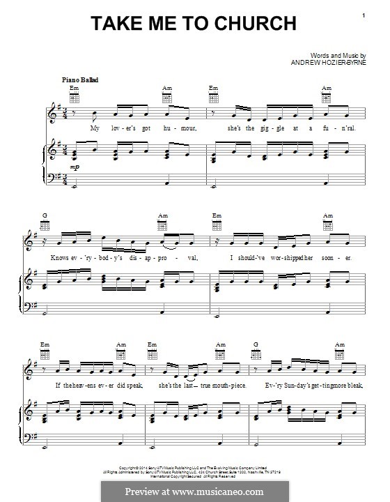 Take Me To Church: Für Stimme und Klavier (oder Gitarre) by Andrew Hozier-Byrne
