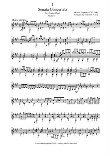 Konzert-Sonata für Gitarre und Violine: Version for guitar duet – separate parts, MS 2 by Niccolò Paganini