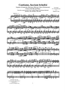 Der Liebestrank: Cantiamo, facciam brindisi, for solo voices, choir SSTTB and piano, CSDG4 by Gaetano Donizetti