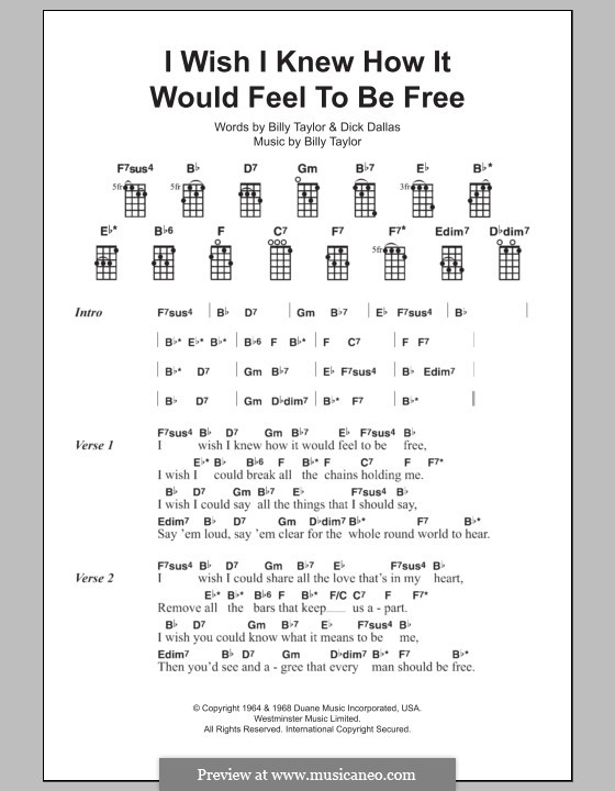 I Wish I Knew How it Would Feel to Be Free: Für Ukulele by Billy Taylor