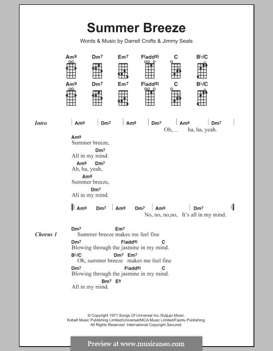 Summer Breeze (The Isley Brothers): Für Ukulele by Darrell Crofts, James Seals