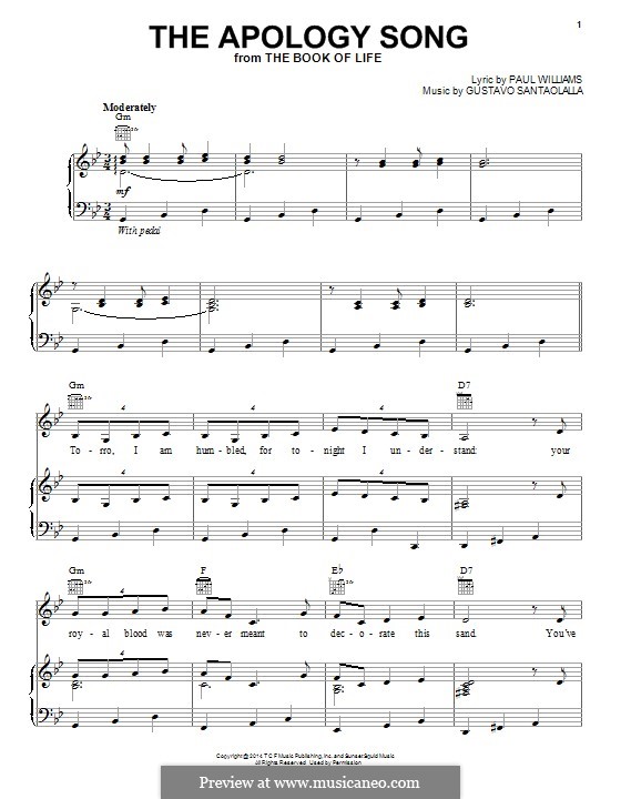 The Apology Song: Für Stimme und Klavier (oder Gitarre) by Gustavo Santaolalla
