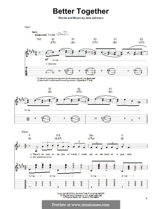 Better Together: Für Gitarre mit Tab by Jack Johnson