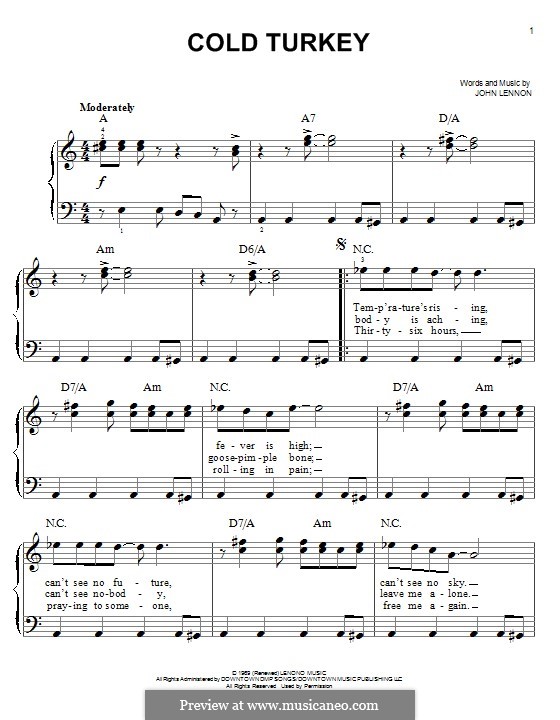 Cold Turkey: Für Klavier by John Lennon
