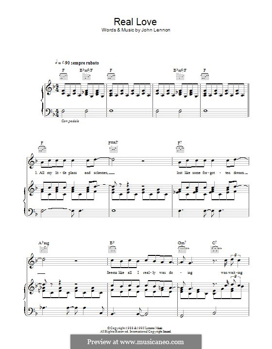 Real Love (The Beatles): Für Stimme und Klavier (oder Gitarre) by John Lennon