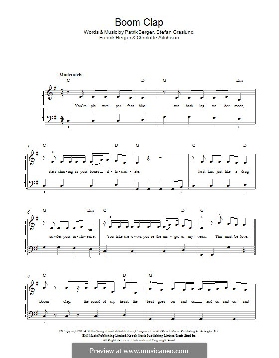 Boom Clap (Charli XCX): Für Klavier by Patrik Berger, Charlotte Aitchison, Fredrik Berger, Stefan Graslund