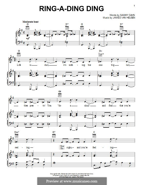 Ring-A-Ding Ding (Frank Sinatra): Für Stimme und Klavier (oder Gitarre) by Jimmy Van Heusen