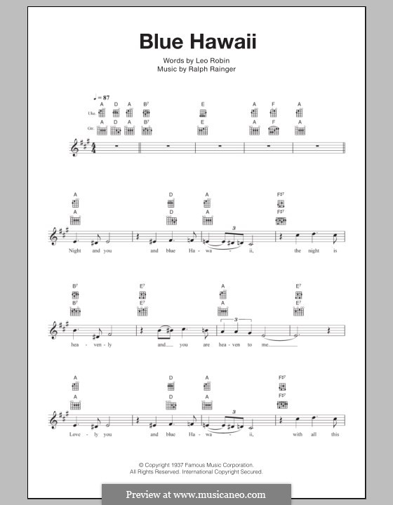 Blue Hawaii (Elvis Presley): Für Ukulele by Leo Robin, Ralph Rainger