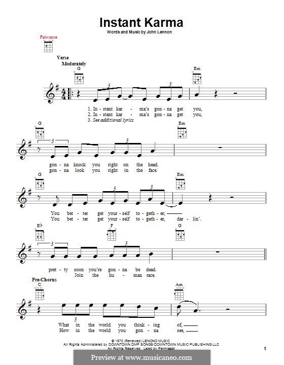 Instant Karma: Für Ukulele by John Lennon