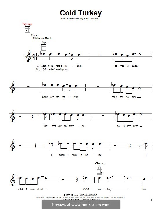 Cold Turkey: Für Ukulele by John Lennon