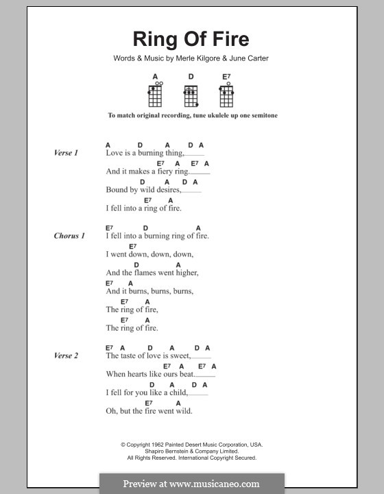 Ring of Fire: Für Ukulele by June Carter, Merle Kilgore