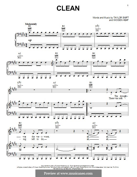Clean: Für Stimme und Klavier (oder Gitarre) by Imogen Heap, Taylor Swift