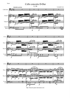 Cello Concerto No.2 in D Major, L.10: Score and all parts by Leonardo di Leo