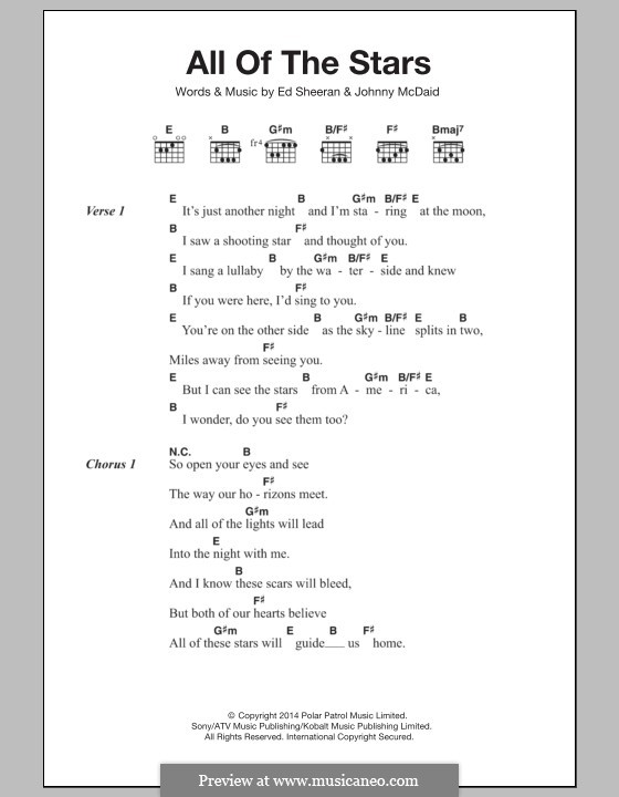 All of the Stars: Texte und Akkorde by Ed Sheeran, John McDaid