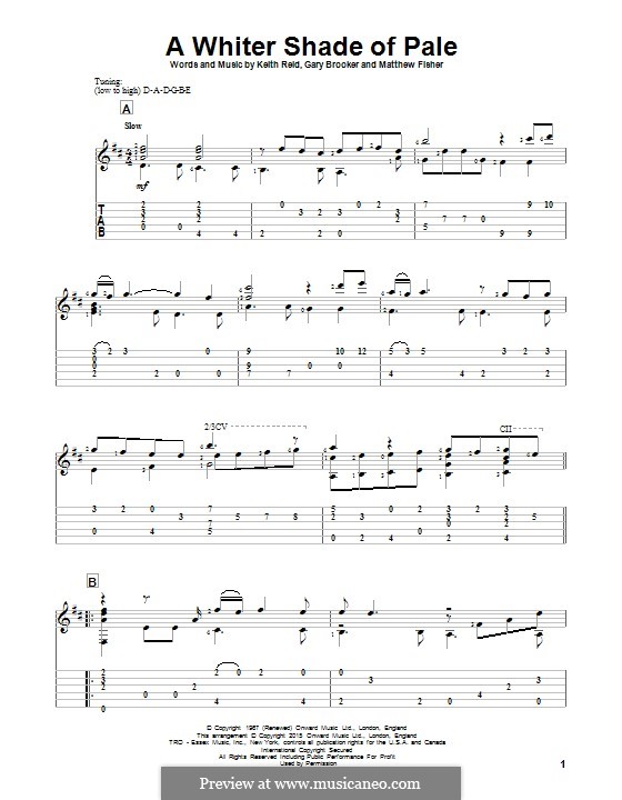 A Whiter Shade of Pale (Procol Harum): Für Gitarre mit Tab by Gary Brooker
