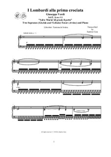 Die Lombarden auf dem ersten Kreuzzug: Salve Maria! di grazie il petto, for two sopranos, tenor and piano, CSGV10 by Giuseppe Verdi