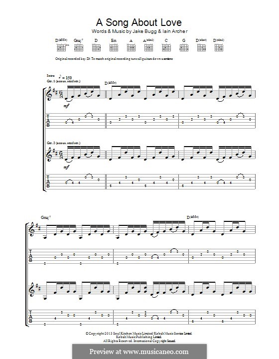 A Song About Love: Für Gitarre mit Tab by Iain Archer, Jake Bugg