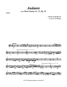 Sonate für Klavier Nr.15 'Pastorale', Op.28: Andante, arranged for string orchestra – violin 1 part by Ludwig van Beethoven