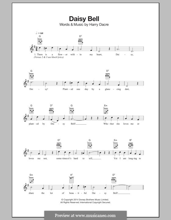 Daisy Bell (Bicycle Built for Two): Für Ukulele by Harry Dacre