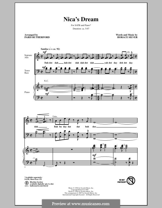 Nica's Dream: Für gemischten Chor by Horace Silver