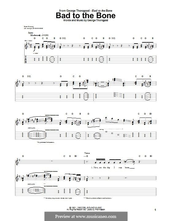 Bad to the Bone: Für Gitarre mit Tab by George Thorogood