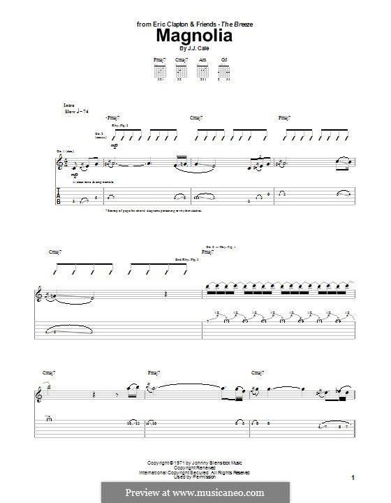 Magnolia: Für Gitarre mit Tab by J.J. Cale