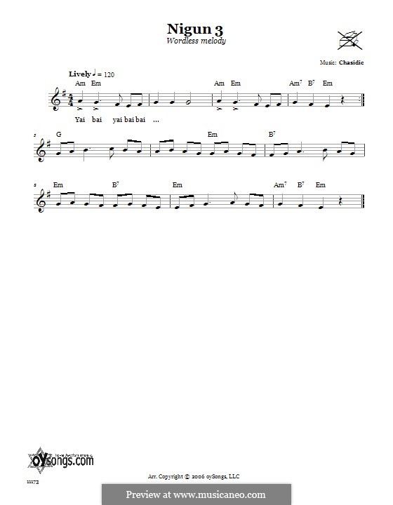 Nigun 3 (Wordless Melody): Text und Akkorde by Unknown (works before 1850)