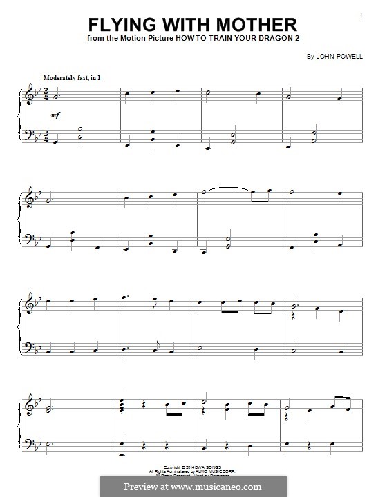 Flying with Mother (from How to Train Your Dragon): Für Klavier by John Powell