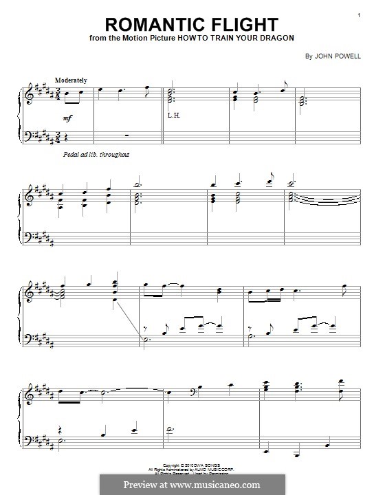 Romantic Flight (from How to Train Your Dragon): Für Klavier by John Powell