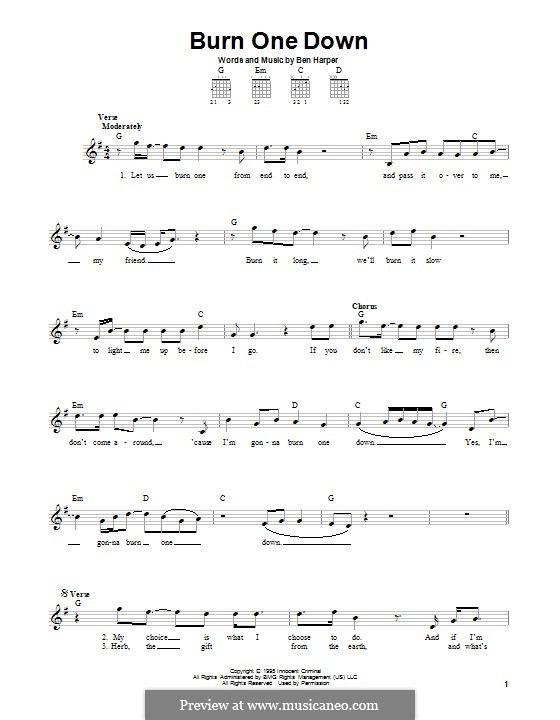 Burn One Down: Für Gitarre mit Tab by Ben Harper