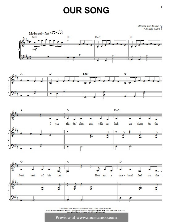 Our Song: Für Stimme und Klavier by Taylor Swift