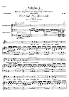 Suleika I, D.720 Op.14 No.1: Für hohe Stimme und Klavier by Franz Schubert