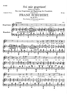 Sei mir gegrüsst, D.741 Op.20 No.1: Für hohe Stimme und Klavier by Franz Schubert