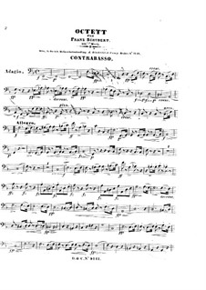 Oktett in F-dur für Streicher und Bläser, D.803 Op.166: Kontrabassstimme by Franz Schubert