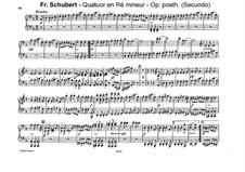 Streichquartett Nr.14 in d-Moll 'Tod und das Mädchen', D.810: Teil IV. Bearbeitung für Klavier, vierhandig by Franz Schubert