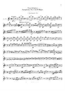 Sinfonie Nr.1 in D-Dur, D.82: Klarinettenstimmen by Franz Schubert